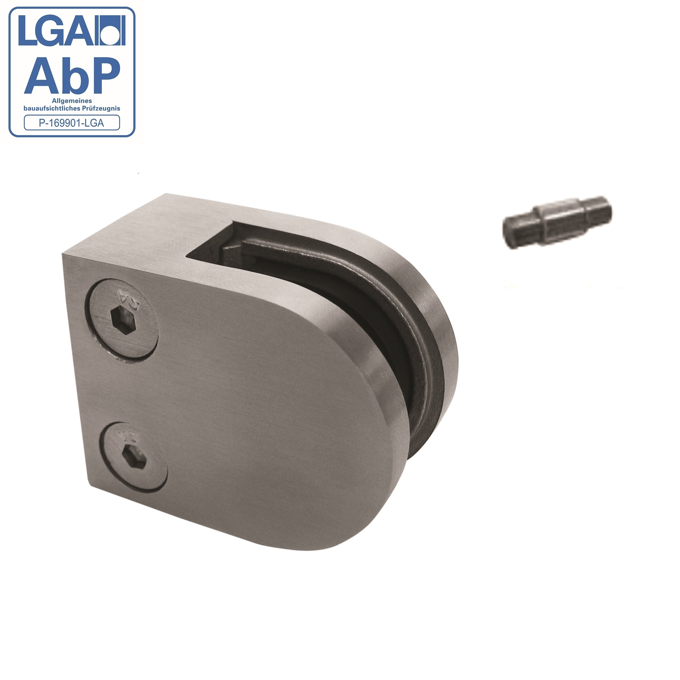 Glasklemme Edelstahl AISI 316 geschliffen fuer Flachpfosten Glas 6-10-76mm - Blech-18-2000-A.1