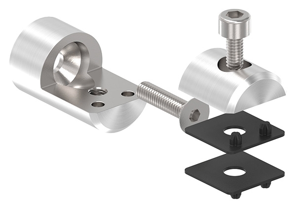 Blechhalter - Plattenhalter Ø 25 mm Edelstahl V2A – Anschluss flach - gerade ohne Befestigungsschraube-12-2100-A.4