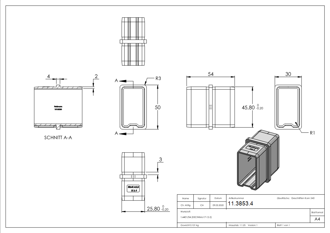 Verbinder zum Stecken und Kleben fuer 50 x30 x 2-0 mm-11-3853.4