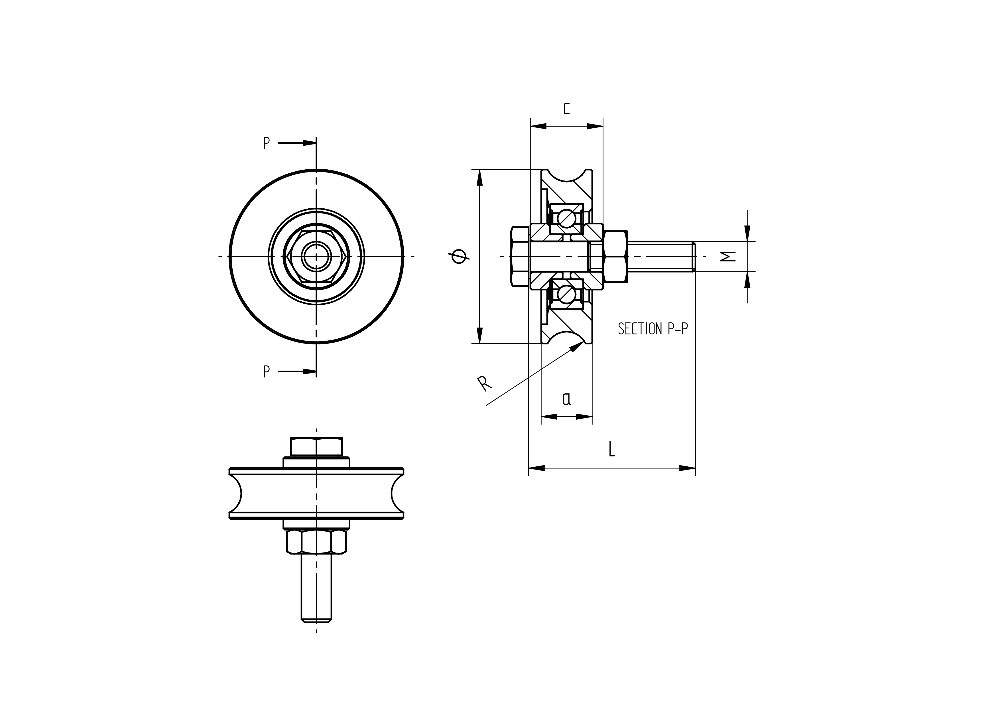 Schiebetorrolle mit U-Rille Stahl verzinkt  80 mm Tragkraft 300 kg-89-11H06U80-A.4