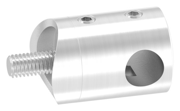 Querstabhalter V2A Edelstahl – Anschluss 33-7 mm fuer Rundstaebe 10 mm mit Sackloch Abschluss rechts inkl- Schrauben-11-1033.4