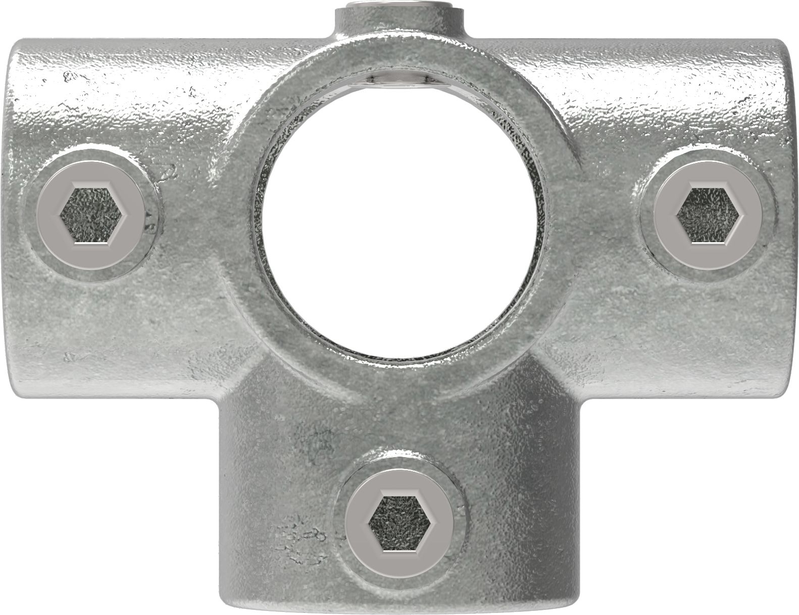 Rohrverbinder T-Stueck fuer Stuetzrohr Ø 33-7 mm -1- - Temperguss verzinkt - 176B34-176B34