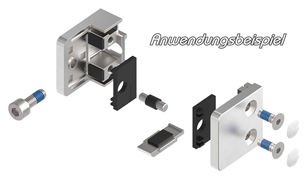 Glasklemme 45x45x26 mm AbZ fuer Anschluss gerade V4A-10-3000.1ABZ