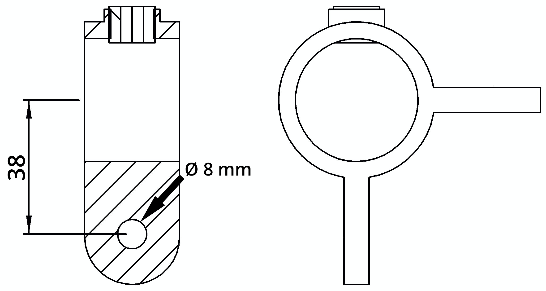 Rohrverbinder - Gelenkstueck doppelt 90° Halterung - 168MA27 - 26-9 mm - 3-4- - Feuerverzinkt u. Elektrogalvanisiert-168MA27