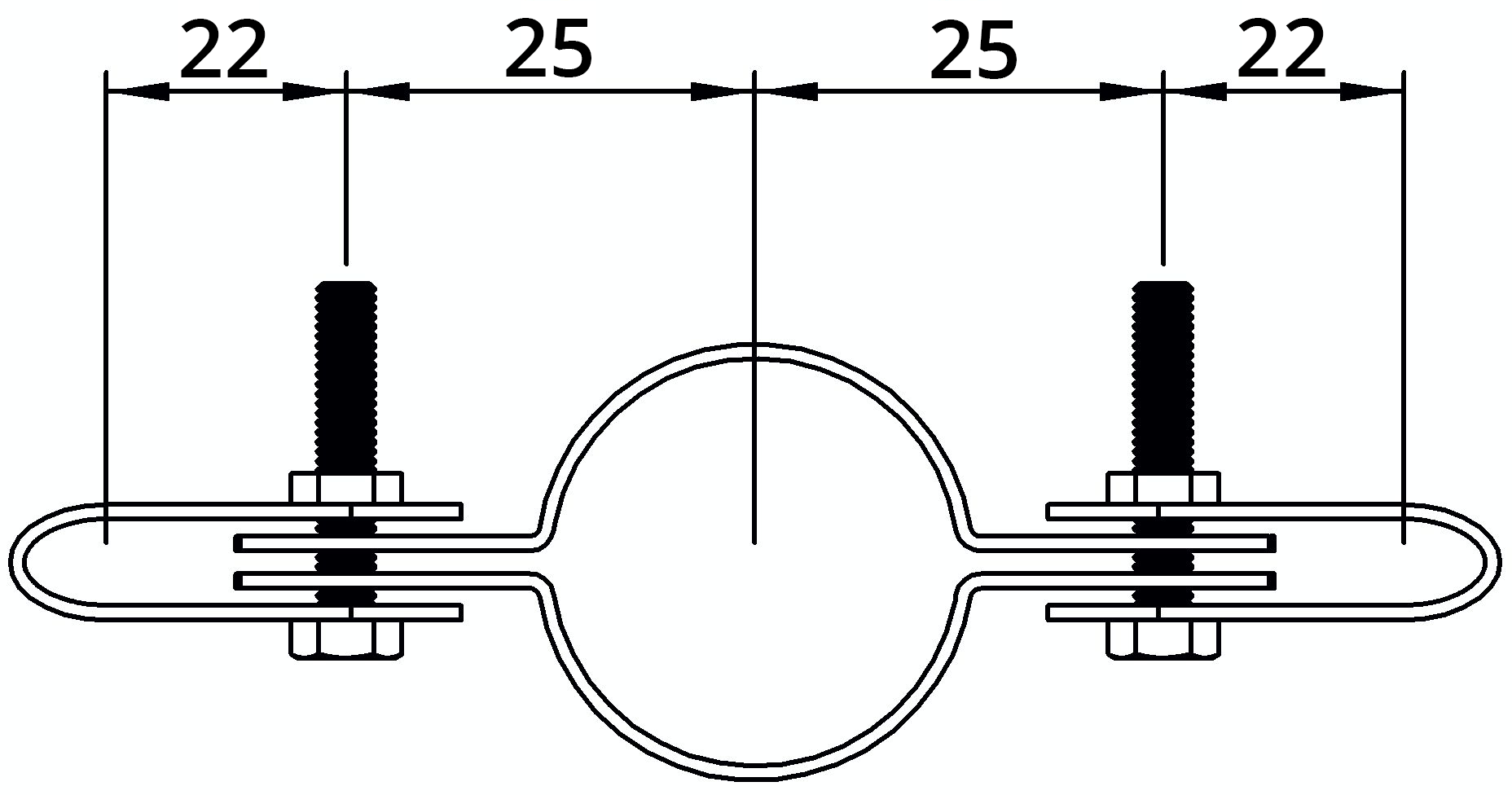 Rohrverbinder Gitterhalter doppelt Ø 26-9 mm -3-4- - Temperguss verzinkt - 171A27-171A27