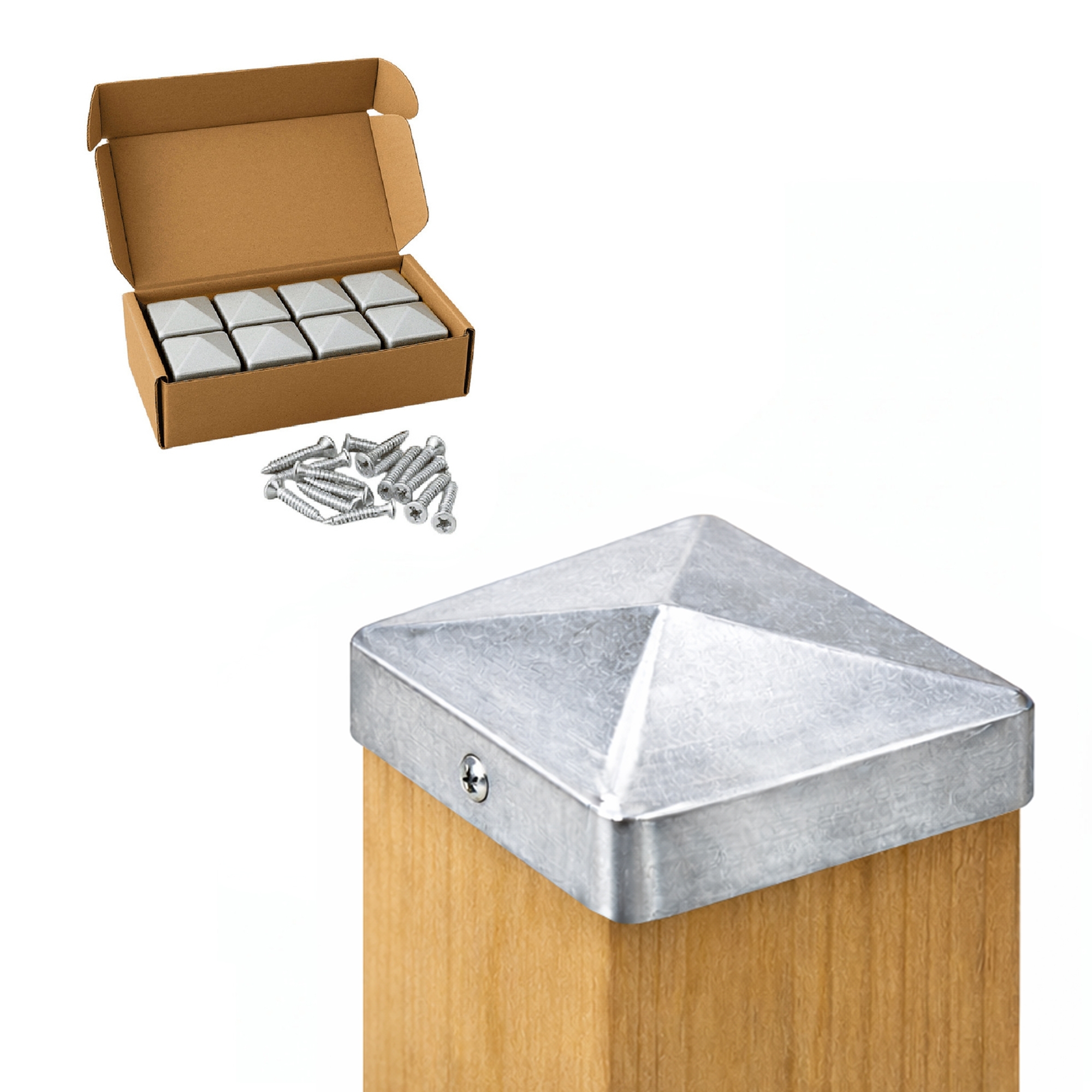 Pfostenkappe 100x100 mm Stahl verzinkt – 10er Set fuer Holzpfosten inkl. Schrauben-60220-100-011