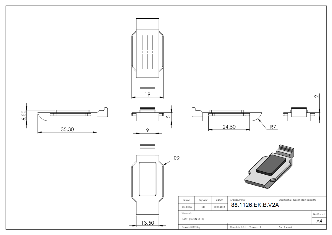 Sichtschutz Sicherungsboden EK Mod- 26- in V2A-88-1126-EK-B.V2A