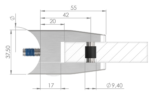 Glasklemme 55x65x37-5 mm AbZ fuer Anschluss Ø 60-3 mm V2A-10-3260ABZ.4