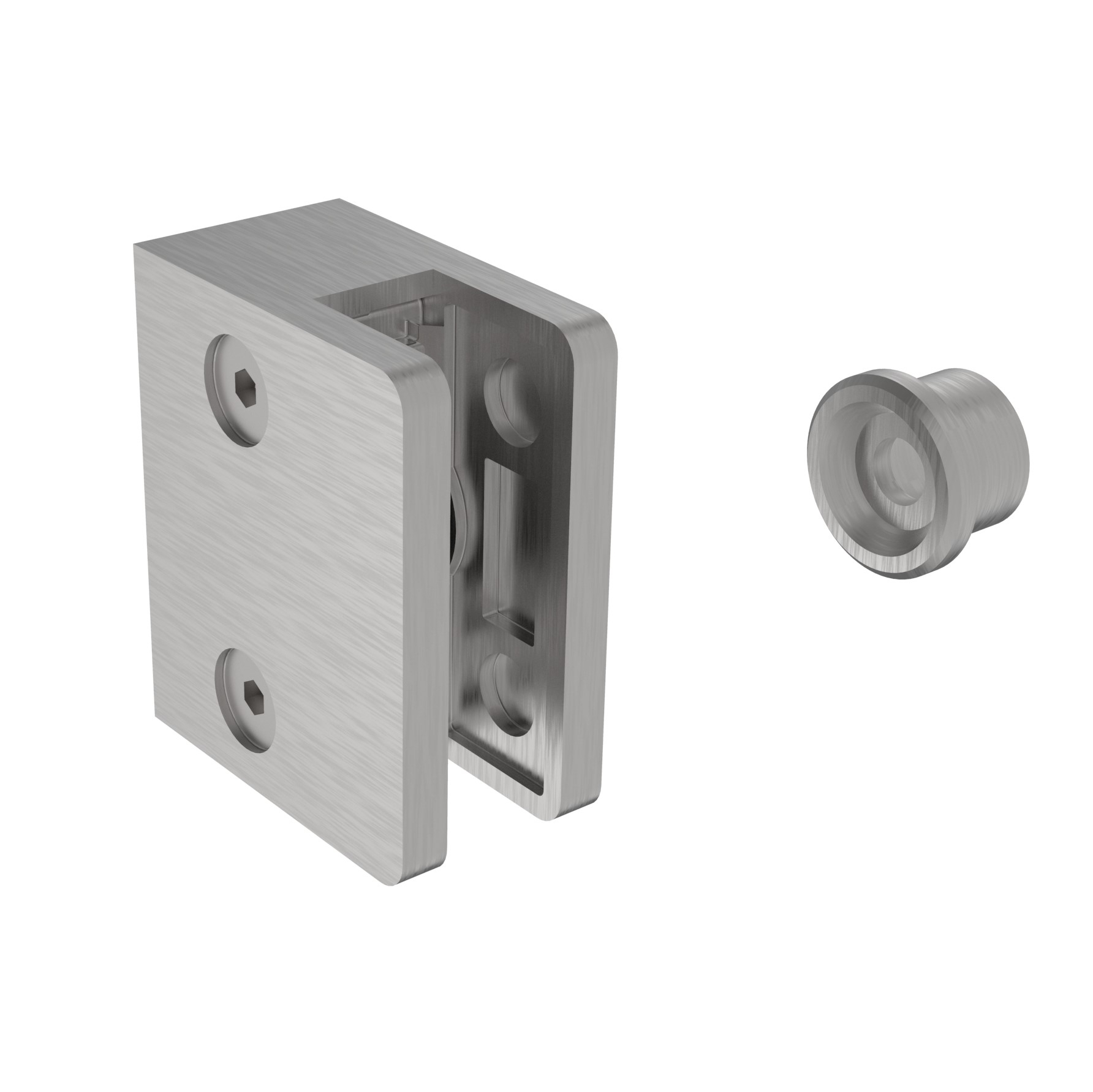 Glasklemme Edelstahl AISI 316 fuer 6-12-76 mm Glas- flacher Pfosten- einseitig- geschliffen-89-11A142110700-A.4