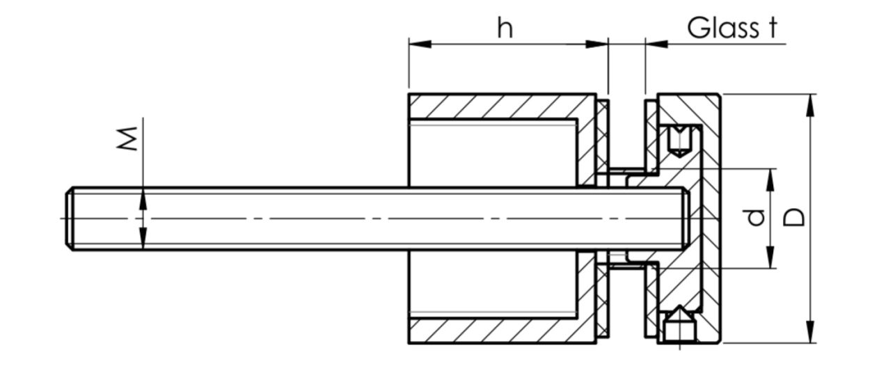 Glaspunkthalter 40x40 mm- V2A- Anschluss- Flach-10-5039-A.4
