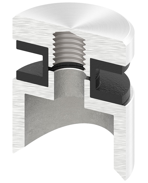 Glaspunkthalter Ø 30 mm- V4A- Anschluss- Rohr Ø 42-4 mm-10-5042.1