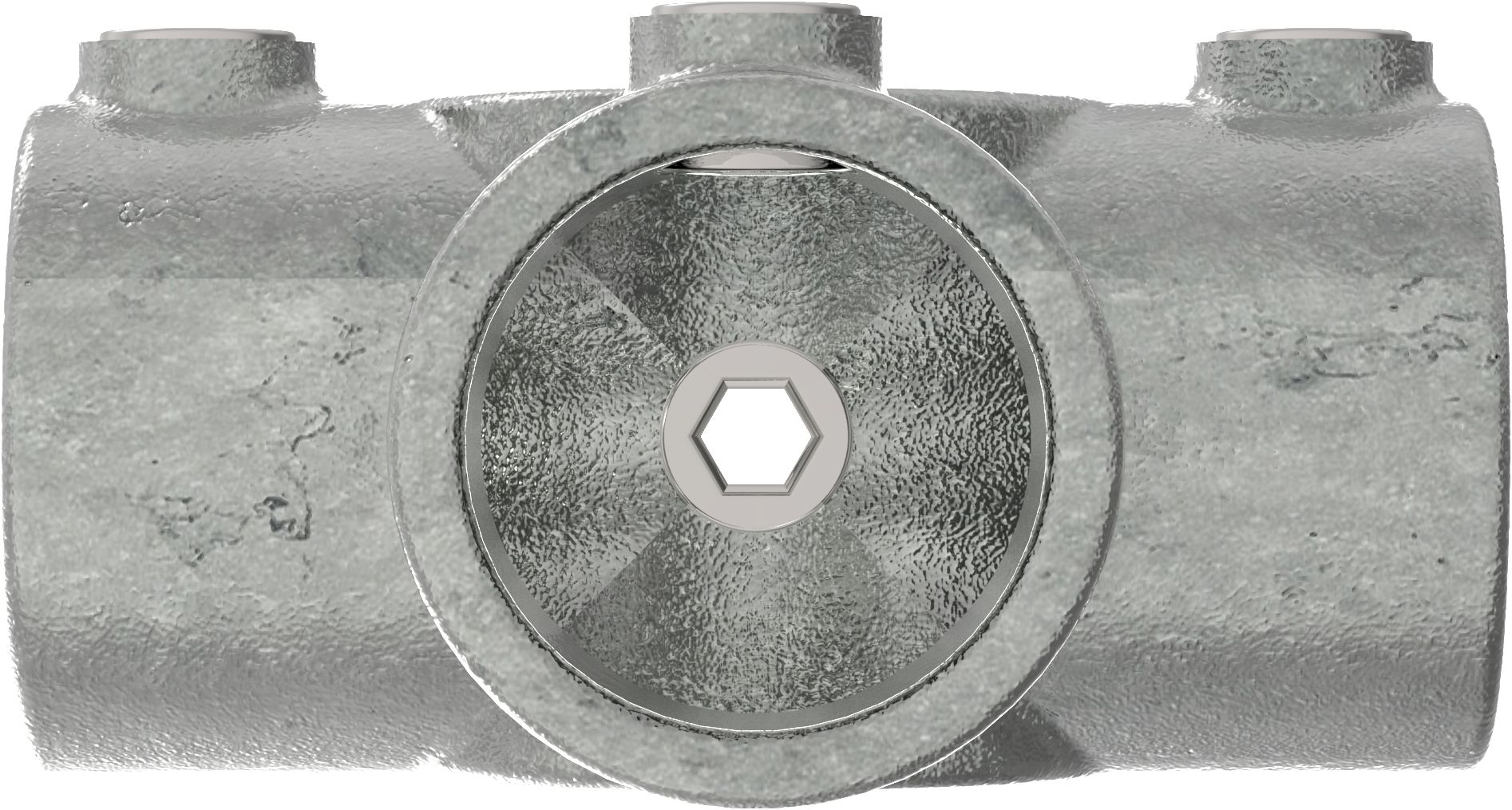 Rohrverbinder T-Stueck fuer Stuetzrohr Ø 33-7 mm -1- - Temperguss verzinkt - 176B34-176B34