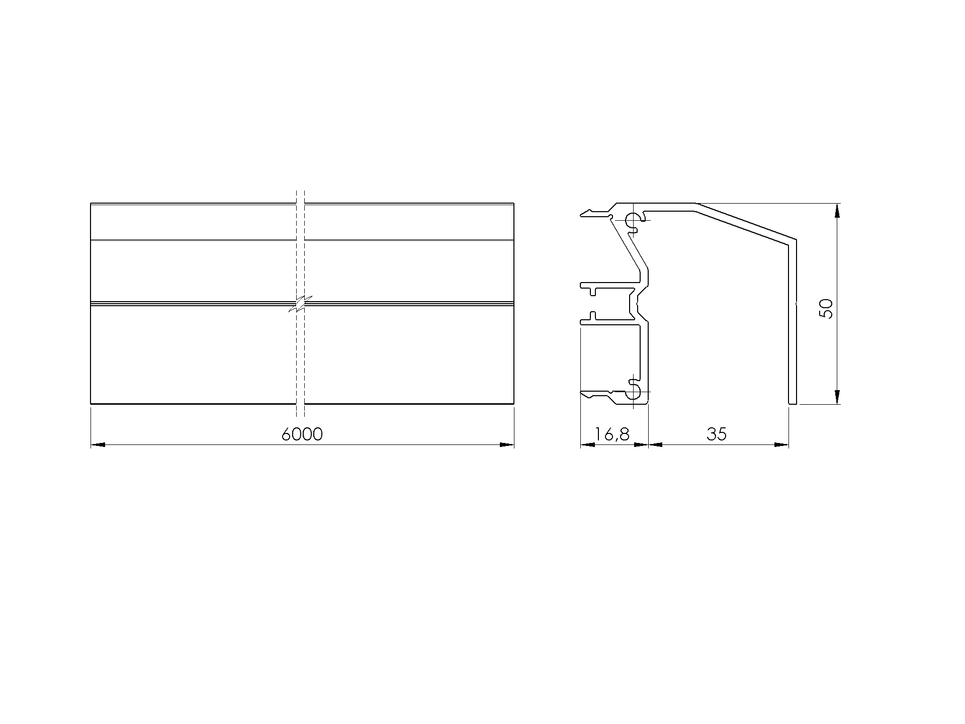 Schiebetor Fhrungsprofil Aluminium 6000 mm Anthrazit RAL 7016-89.FGUG54X506000R7016