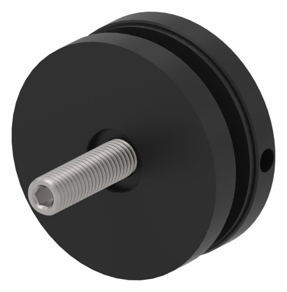 Glaspunkthalter 52mm- Anschluss- flach- V2A- pulverbeschichtet RAL 9005 schwarz matt-88-1160195-240.9005