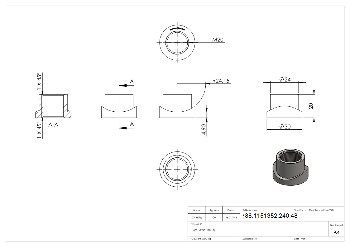Einschweissmuffe fuer Torband M20 - 48-3mm-88-1151352-240.48