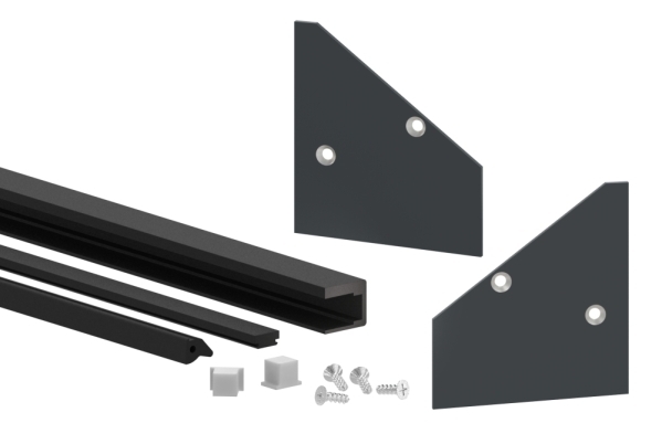 Montage-Set Vordach fuer Glas 17-52 mm- L = 2205 mm- RAL 7016-88-11VDE-GU-2200-17.7016