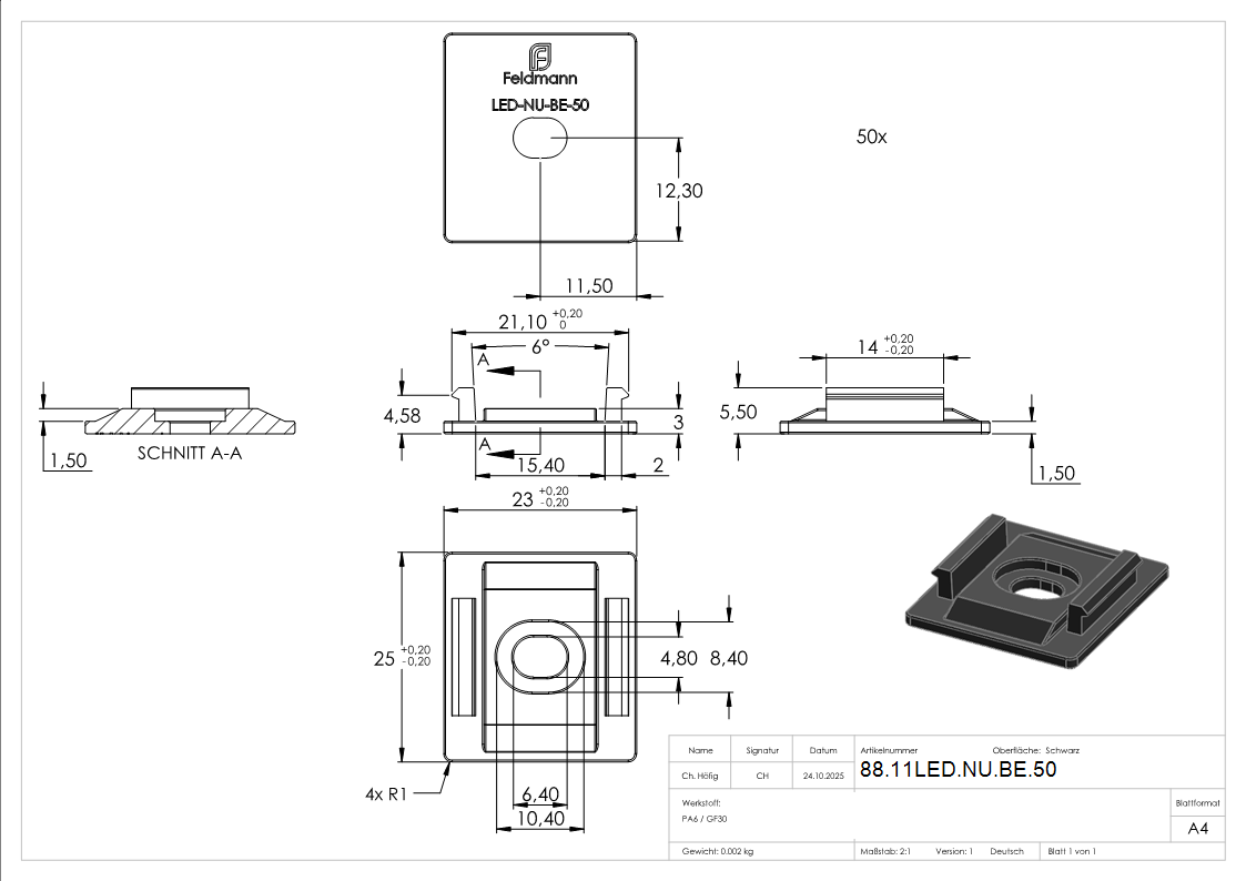 LED-Nutrohr- Befestigungselement- 50er-Set fuer LED-Traegerprofil-88-11LED-NU-BE.50