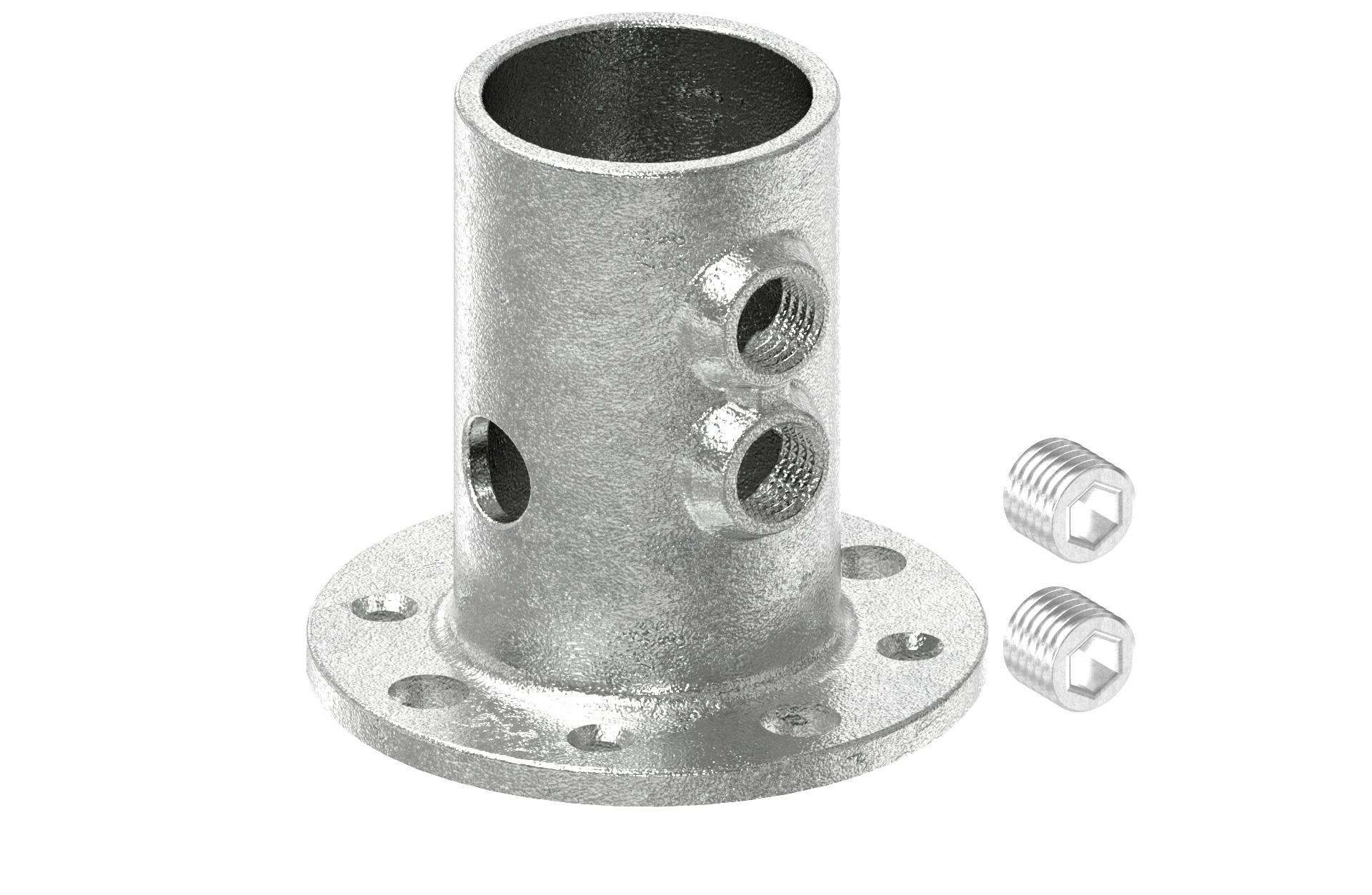 Rohrverbinder - Fussplatte Rund - 131KFD48 - 48-3 mm - 1 1-2- - Feuerverzinkt u. Elektrogalvanisiert-131KFD48