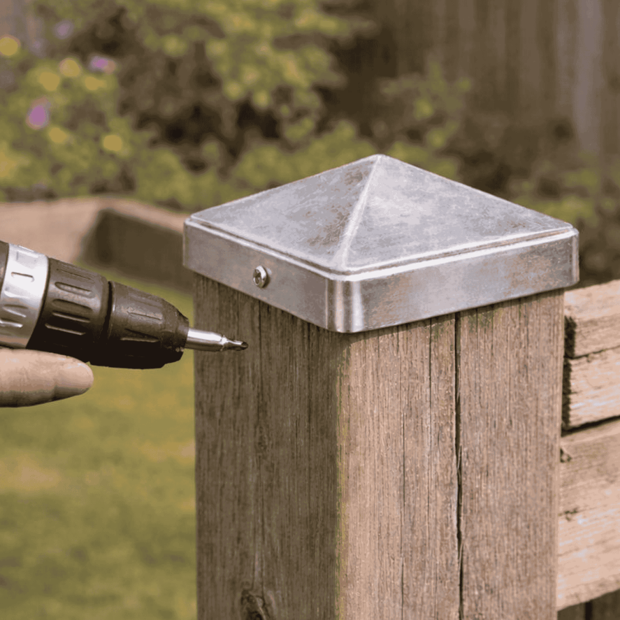 Pfostenkappe 70x70 mm Stahl verzinkt – 10er Set fuer Holzpfosten inkl. Schrauben-60220-70-011