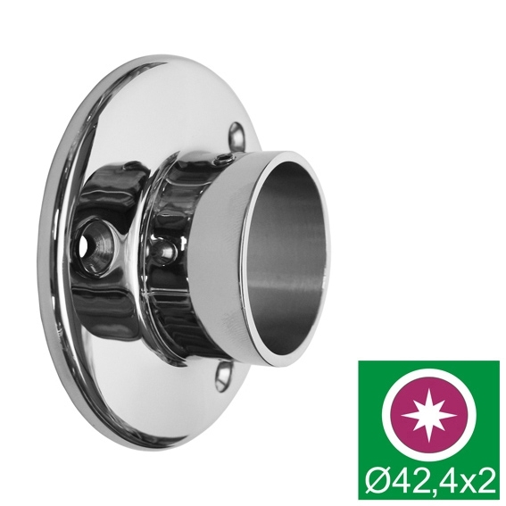 Handlaufhalterung Edelstahl AISI 316 fuer Rohr D 42-4 mm Flansch D 82 mm Glanz-89-11A140505042BL-A.4