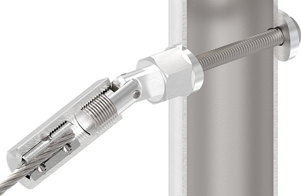 Gewindeterminal mit Gelenk - Fuer Seil Ø 6 mm - zur Selbstmontage fuer Pfosten Ø 42-4 mm - V2A-11-2902.4