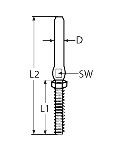 Terminal mit Rechtsgewinde fuer Drahtseil- 2-5 mm - 16 mm V4A - Verkauf in VPEs-66-64-411.8307