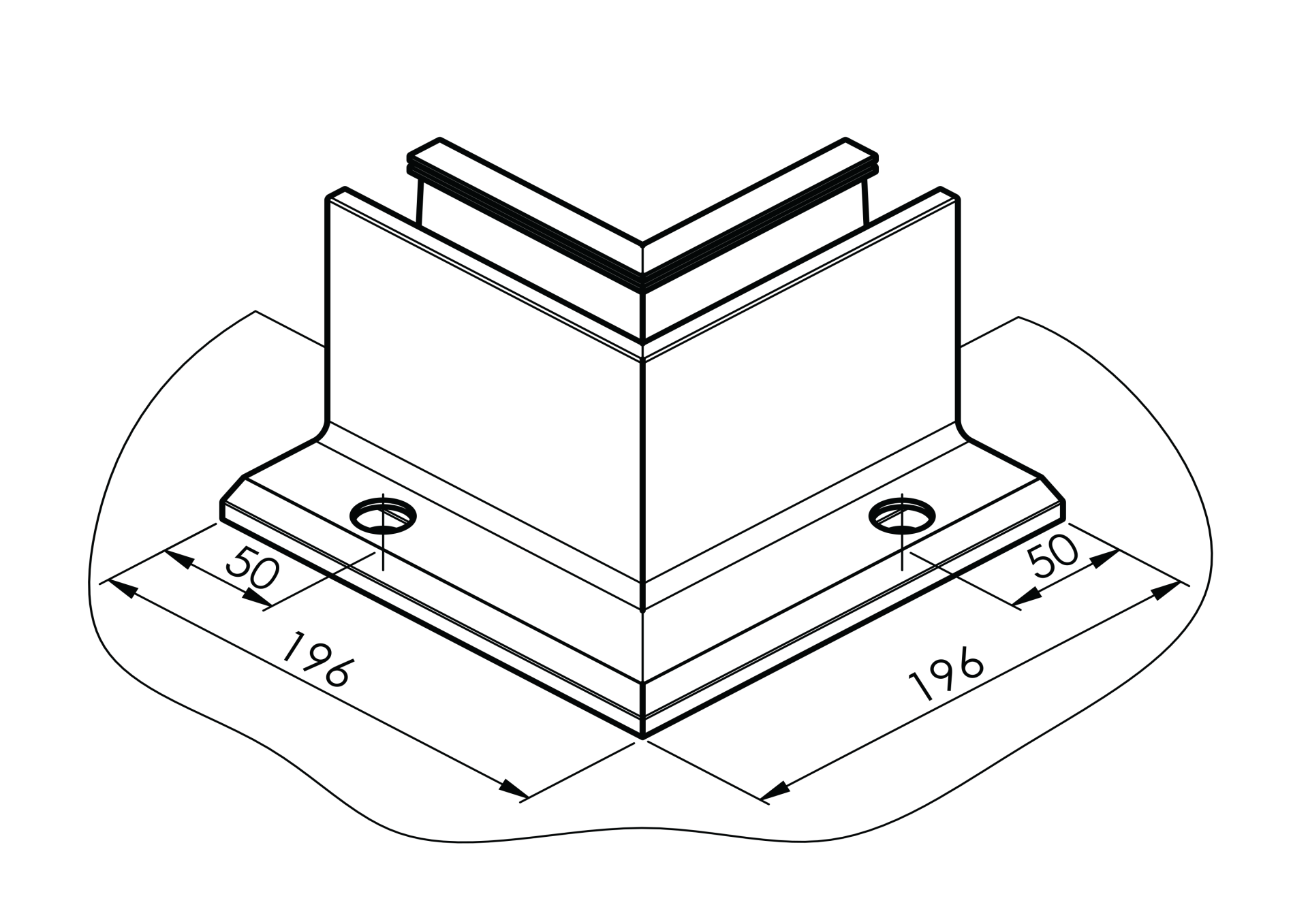 Eckverbinder Aluminium Satin-ELOX 90° innen fuer Glas 12-21-52 mm Top-Verankerung-89-11AL0006ECOSE90IN-A.4