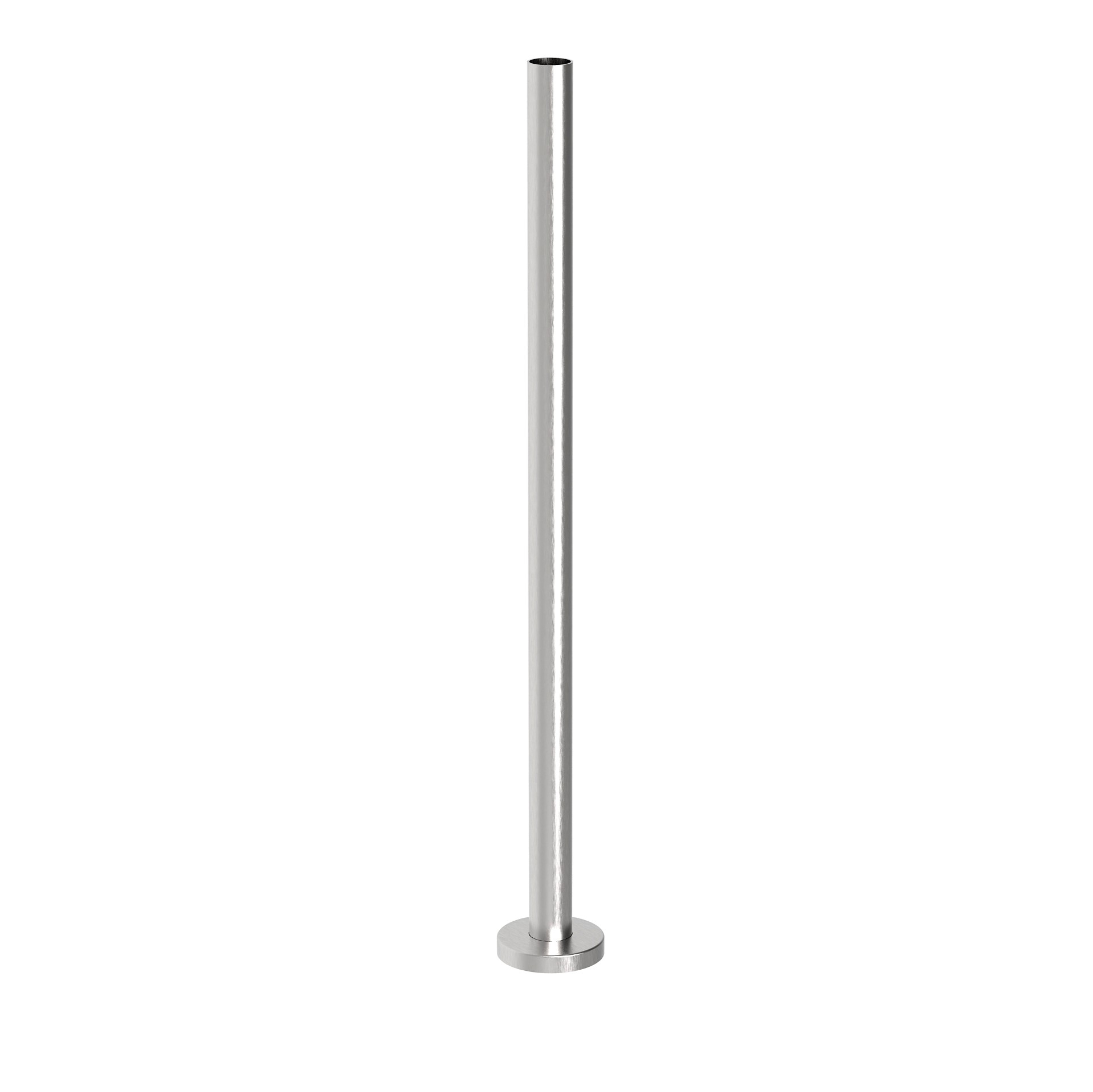 Edelstahlpfosten AISI 304 Ø 42-4 mm Hoehe 1000 mm geschliffen mit Flansch - Rosette-89-11AVERVR100-A.4