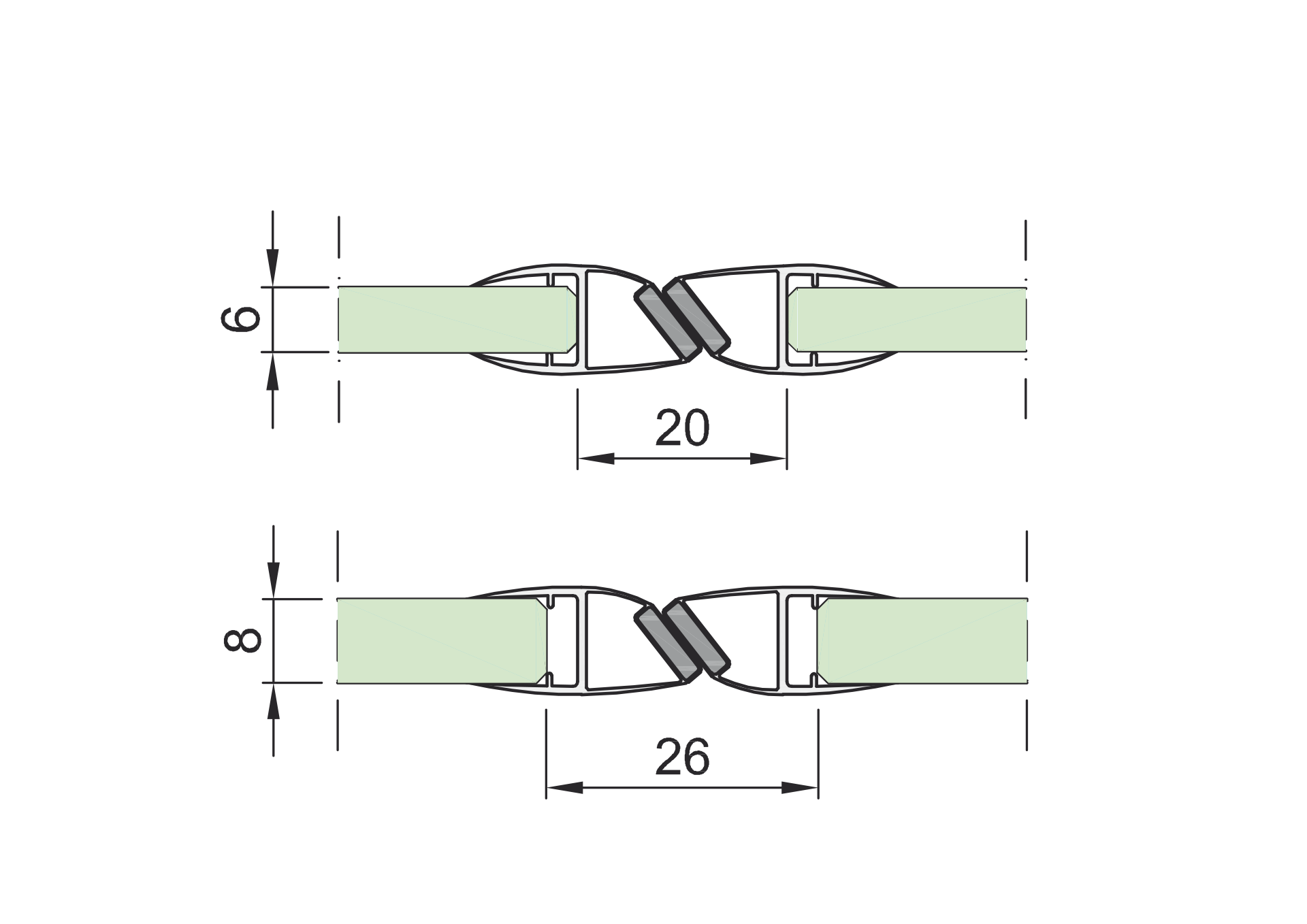 Magnet-Dichtleiste 180° fuer Glastueren 6-8mm Glas- PVC- 2500mm transparent-89-11GSPVCDT1018-A.4