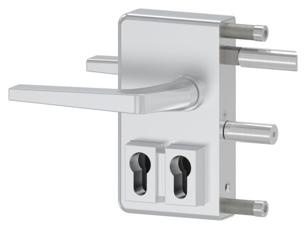 Gittertorschloss GTS 2 mit Doppelzylinder fuer Rohrstaerke 40-60mm- silber-88-1156701-ALU.SI