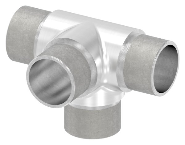 Kreuzstueck mit unterschiedlichen Abgaengen- fuer Rohr Ø 33-7x2-0 mm V2A-11-3662.4