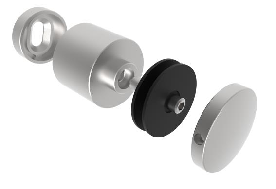 Punkthalter Glas Edelstahl AISI 304 geschliffen 8-17-52 mm Glasstaerke Ø30 mm Loch FLEX2-89-11A0747503FLEX2-A.4