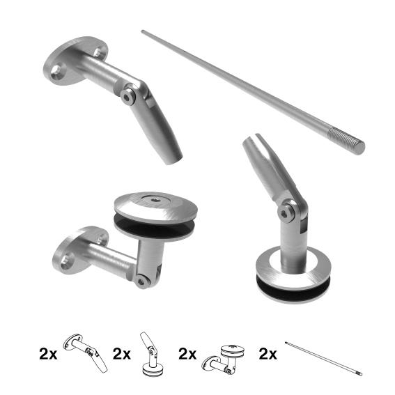 Glasvordach System Edelstahl V4A fuer Glas 8-76-17-52 mm M12 Befestigung Set-89-11GS14PRR3M12SET-A.4