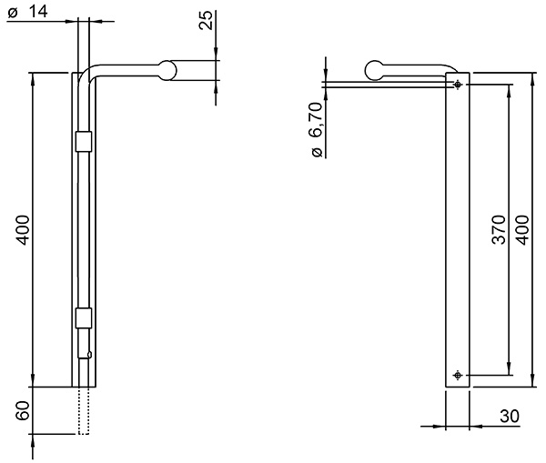 Torriegel Edelstahl V2A Ø 14 mm L 400 mm zum Anschrauben selbsthemmend mit Feder-88-11171.VA