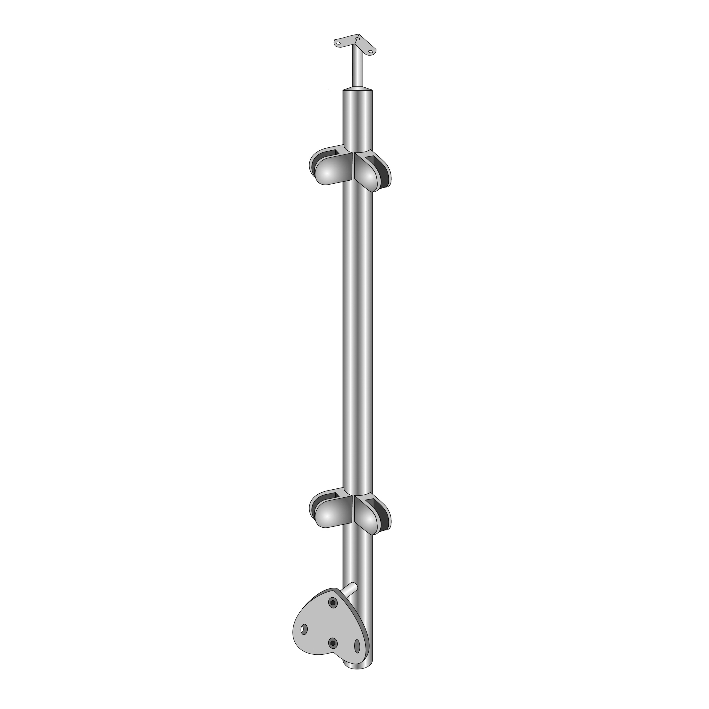 Gelaenderpfosten V2A Ø 42-4x2 mm- 1000 mm Seitenmontage- geschliffen-14-0049RG-A.4