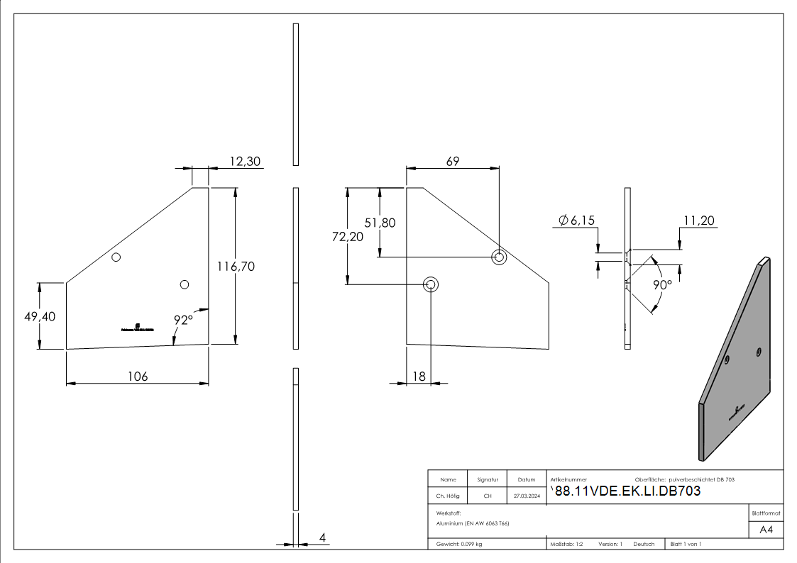 Endkappe links fuer eleganza canopy- DB703-88-11VDE-EK-LI.DB703