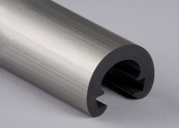 Kunststoffhandlauf Ø 55mm fuer 40 x 8mm- graualuminium- 25 Meter-88-11R55.019