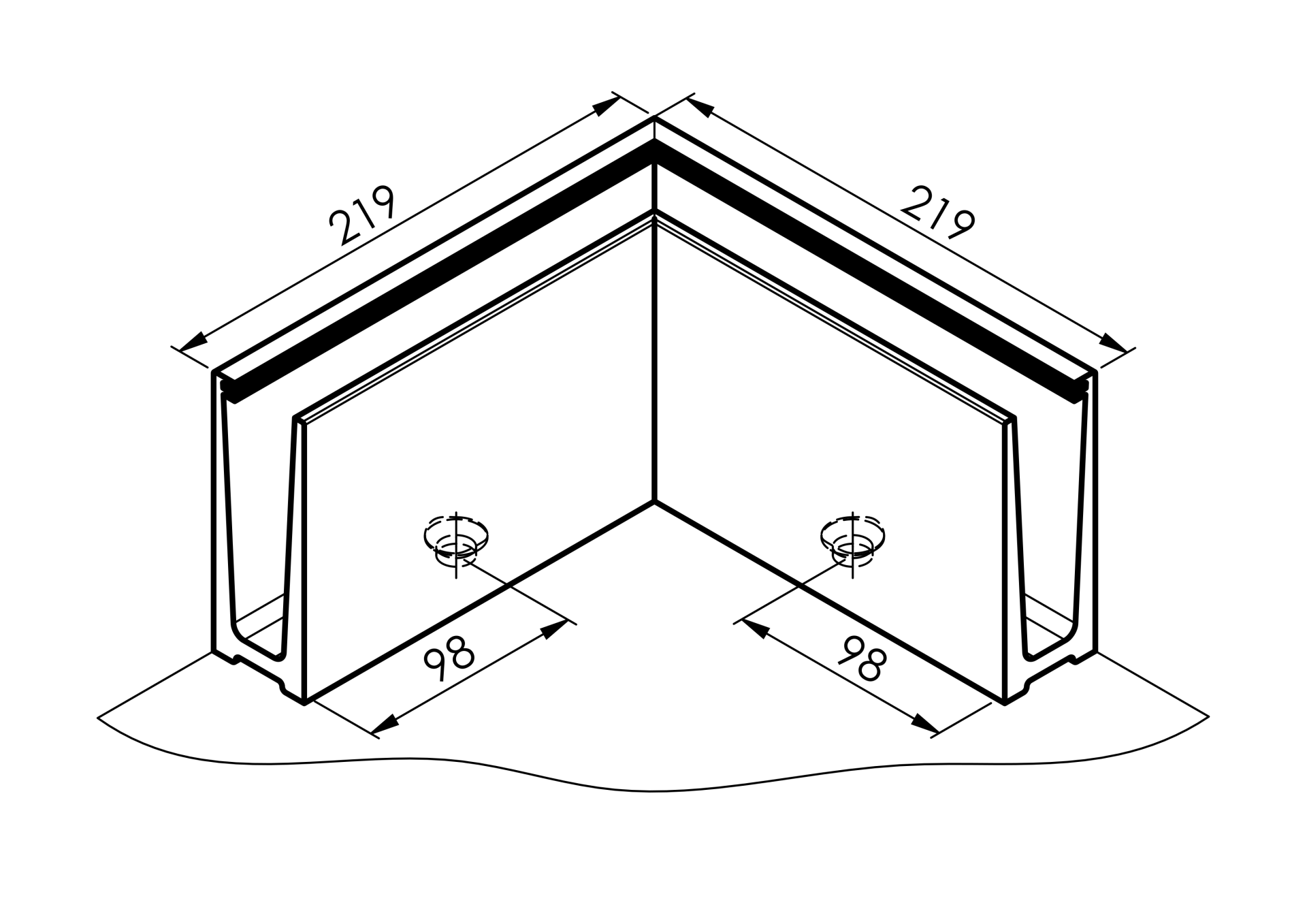 Eckverbinder Aluminium 90° Aussenecke Glas 12-21-52 mm Satin-ELOX Topmontage-89-11AL0004SE90OUT-A.4