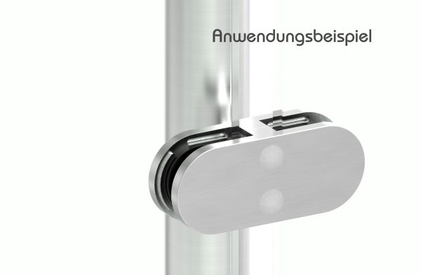 Sichtschutz Mittelglasklemme Edelstahl V4A Mod- 25 Halbrund gerade-88-1125-MK.V4A