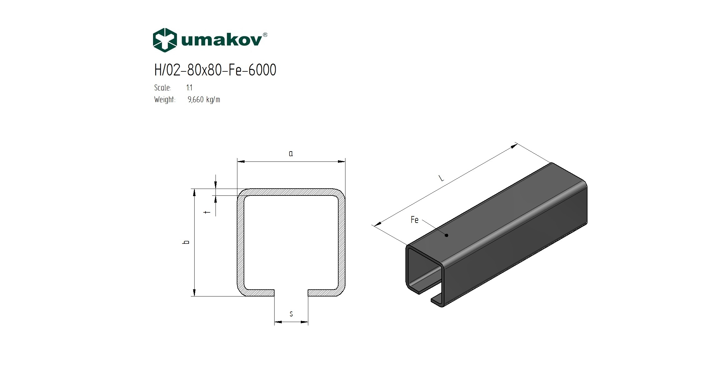 Laufschiene Stahl roh 80 x 80 x 5 mm L=6000 mm fr freitragende Schiebetore-89-11H0280X80FE6000-A.4