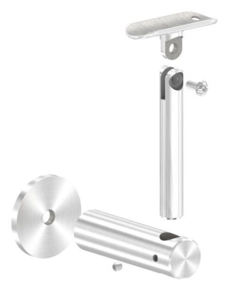 Handlaufhalter V2A fuer Rohr 42-4 mm- Wandabstand 80 mm- Ronde Ø 50 mm- mit Gelenk-11-2067.4