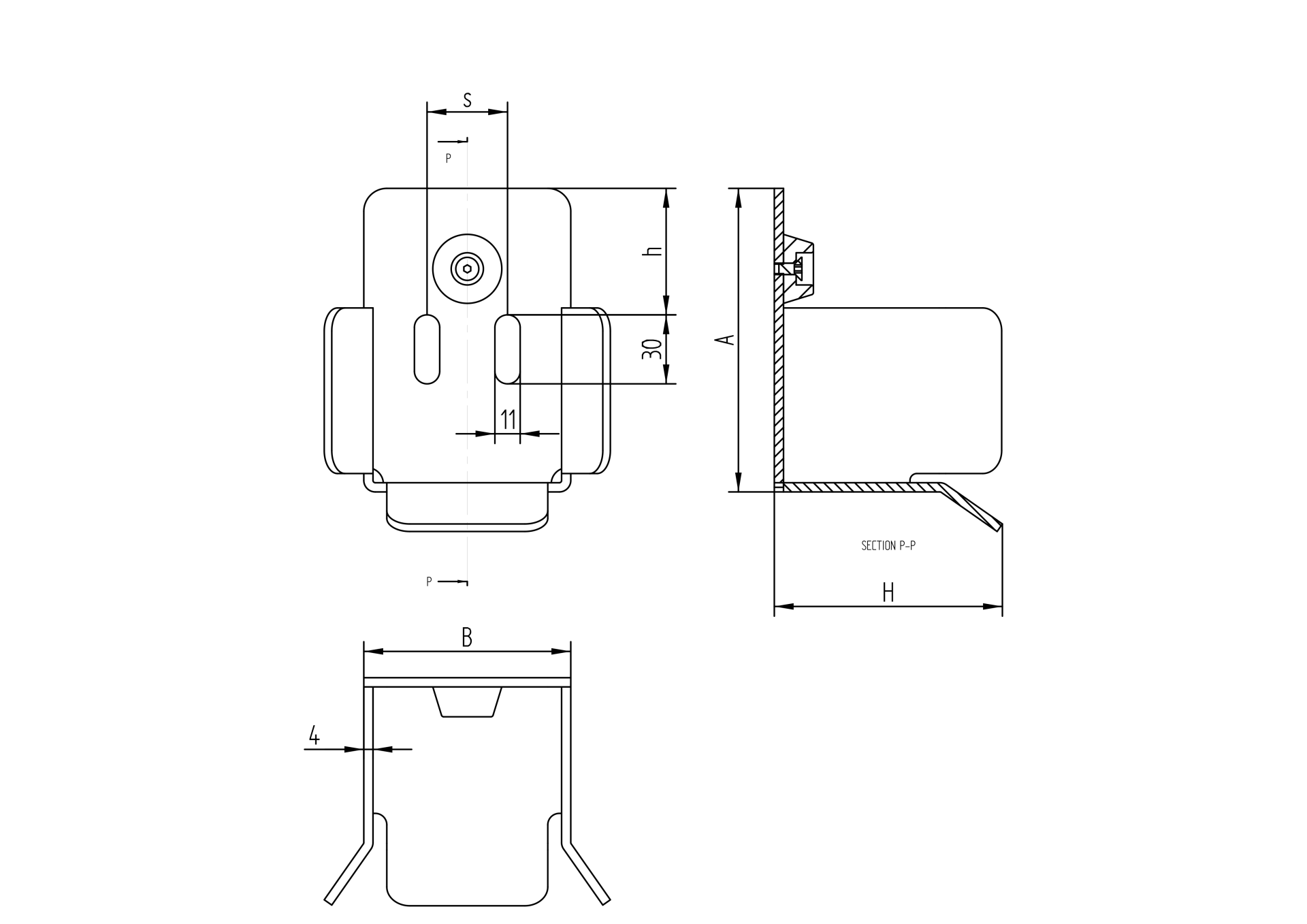 Auflaufschuh Stahl verzinkt fr C-Profil 94x85 mm - 90x95 mm-89-11H15P100-A.4