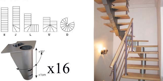 Segmenttreppe Bausatz Stahl roh fuer Hoehe 2740 - 3040 mm-89-11NS270V304274-A.4