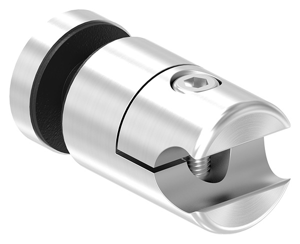 Klemmhalter fuer Rundstab 12 mm mit Glaspunkthalter Ø 25 mm V4A-88-1155345.V4A