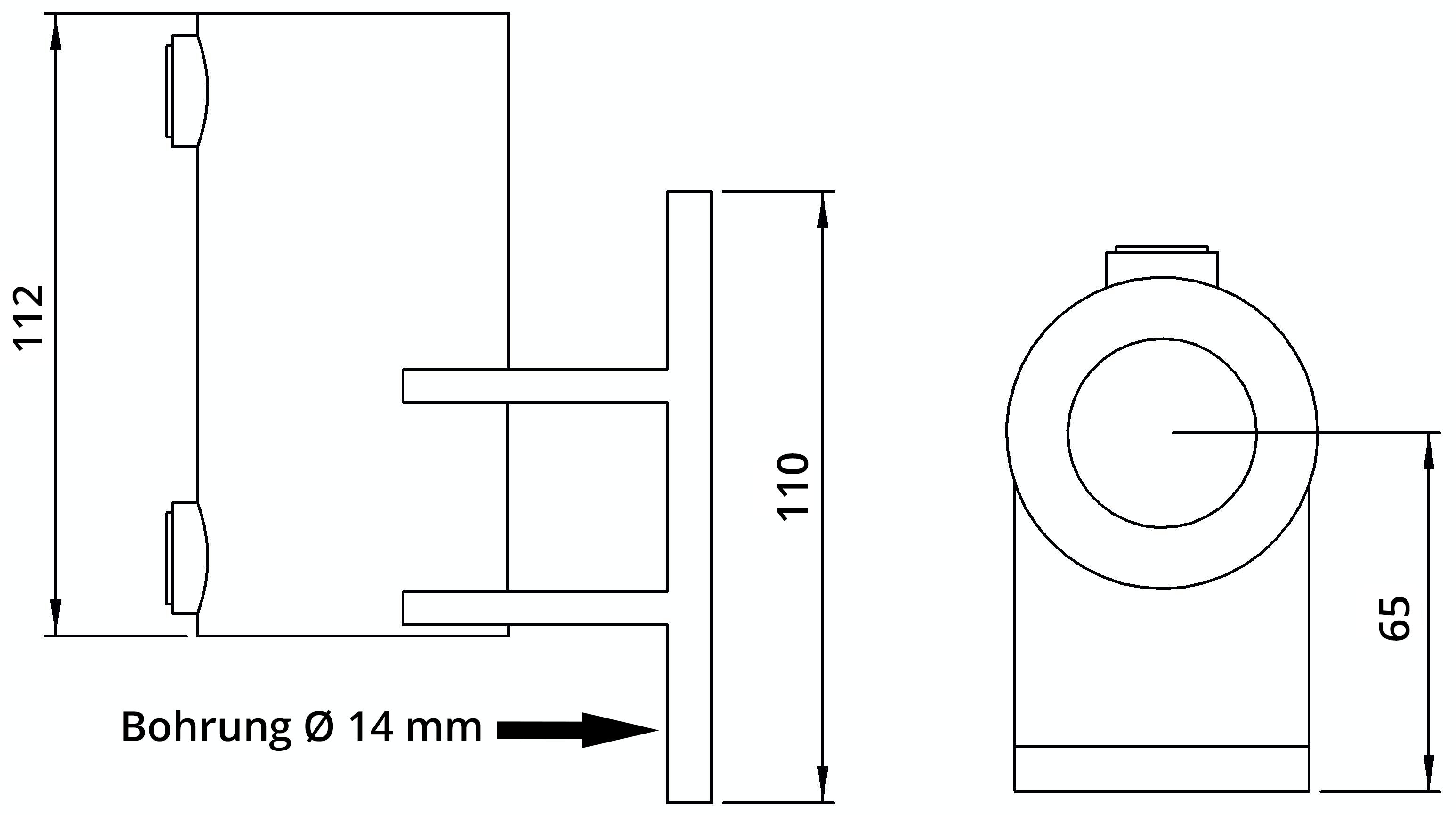Rohrverbinder - Wandhalter Platte vertikal - 144C42 - 42-4 mm - 1 1-4- - Feuerverzinkt u. Elektrogalvanisiert-144C42