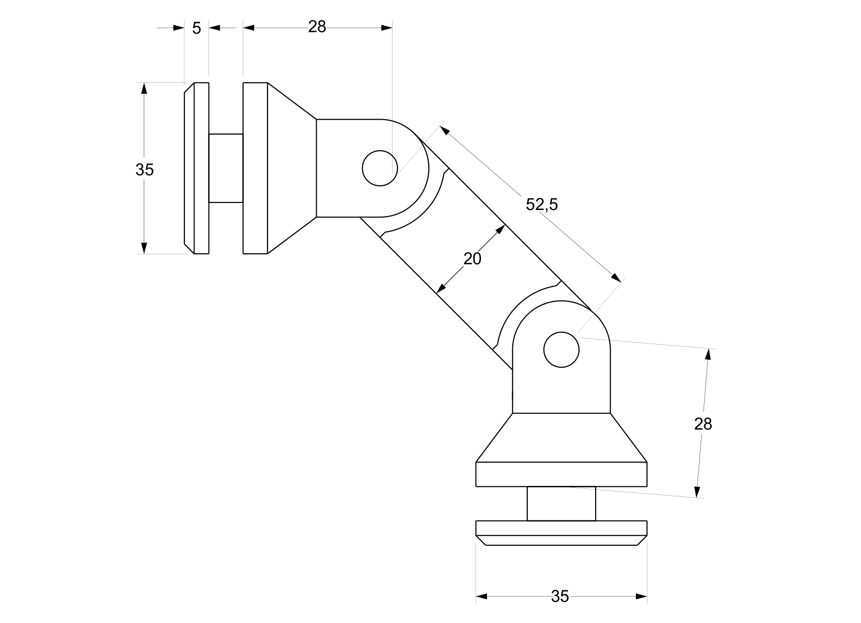 Edelstahl Glaspunkthalter 2-armig- adaptiv- fuer 8-10mm Glas-89-11GS304ZA1002-A.4