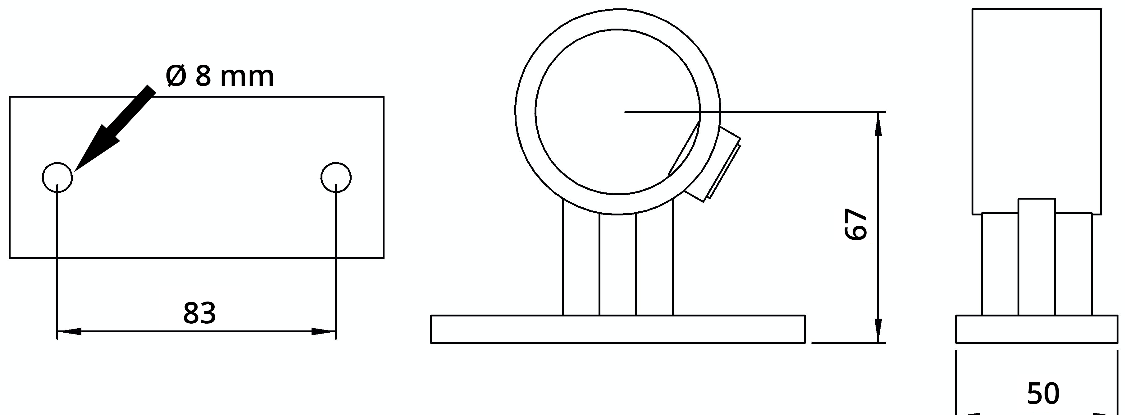 Rohrverbinder - Handlaufhalterung - 143D48 - 48-3 mm - 1 1-2- - Feuerverzinkt u. Elektrogalvanisiert-143D48