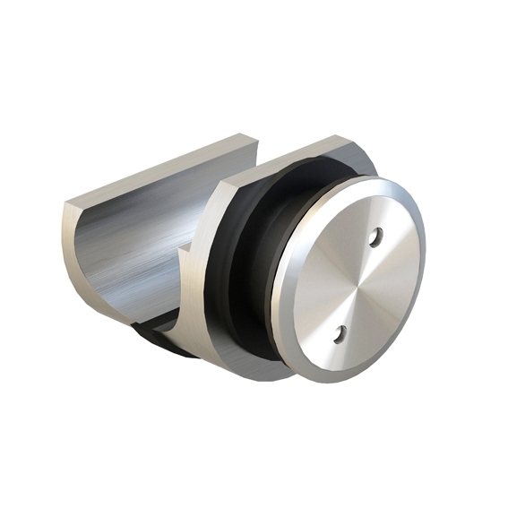 Edelstahl Glashalter fuer Schiebetuersystem- Rohr Ø25mm- Glas 8-10mm- geschliffen-89-11GSP9100A3-A.4