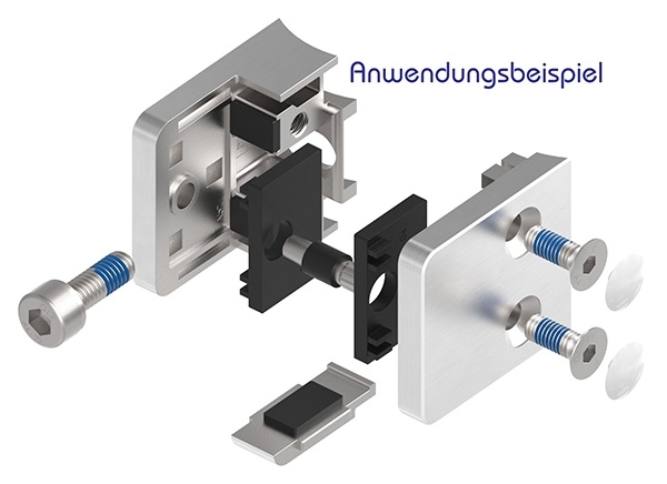 Glasklemme 45x45x26 mm AbZ fuer Anschluss Ø 48-3 mm V4A-10-3048.1ABZ