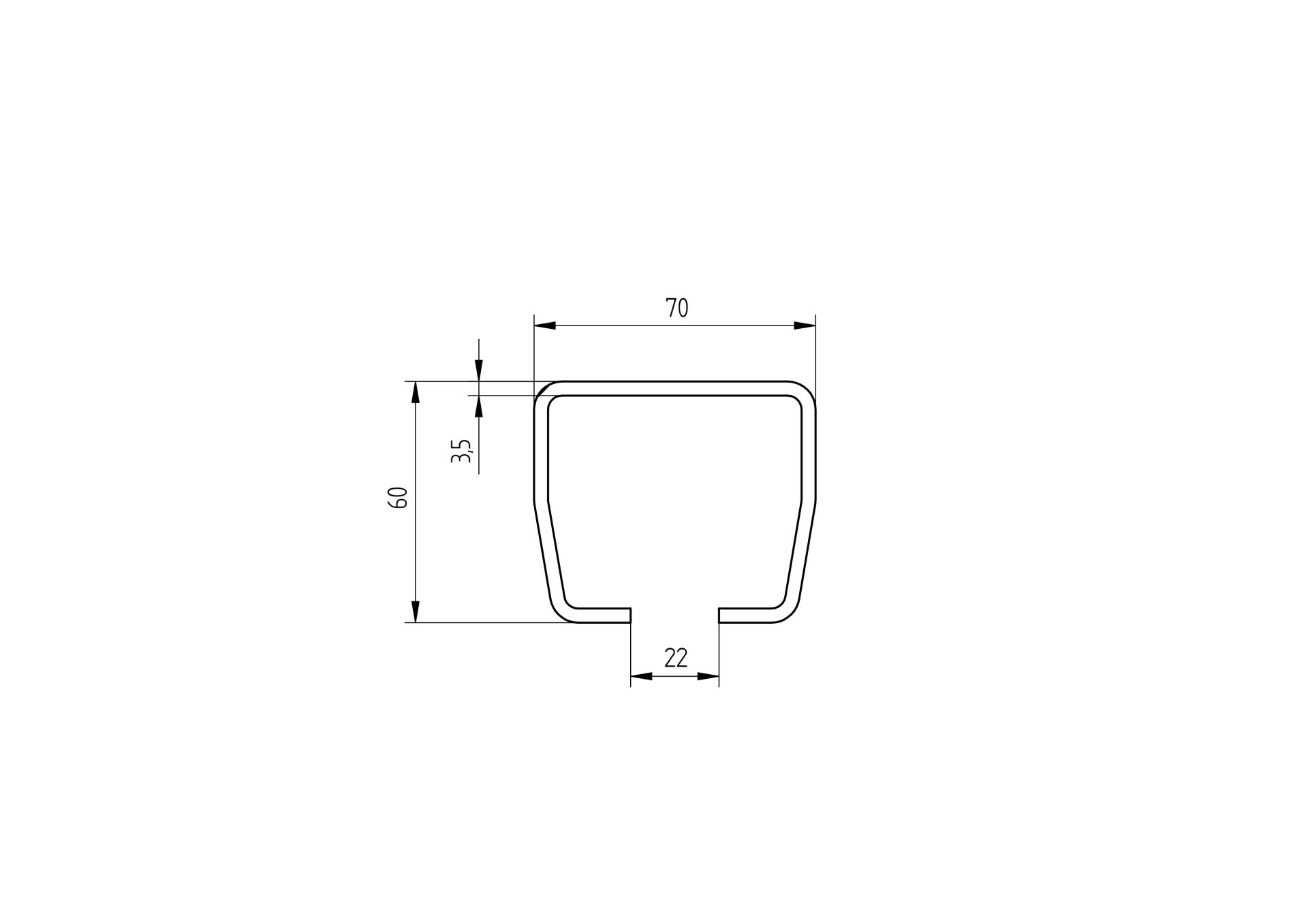 Laufschiene Stahl verzinkt 70 x 60 x 3-5 mm L=6000 mm fr Schiebetore-89-11H0270X60ZN6000-A.4